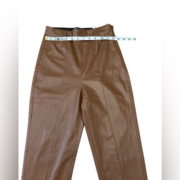 ZARA, High-Waisted Faux Leather Leggings, Small, Brown - Picture 7 of 11